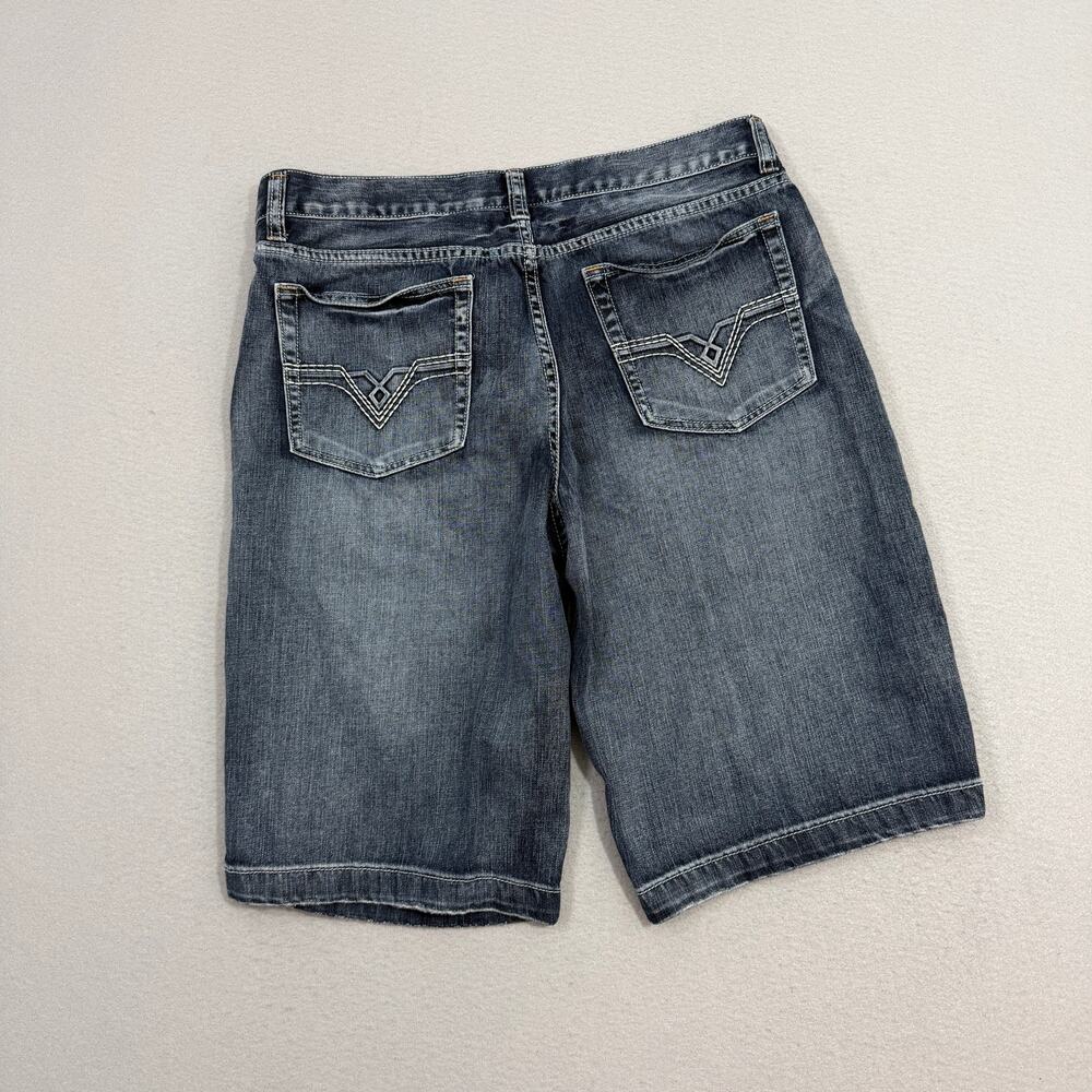 Vintage Helix Jean Shorts Men's 36 Blue 13" Inseam Embroidered Jorts y2k Grunge
